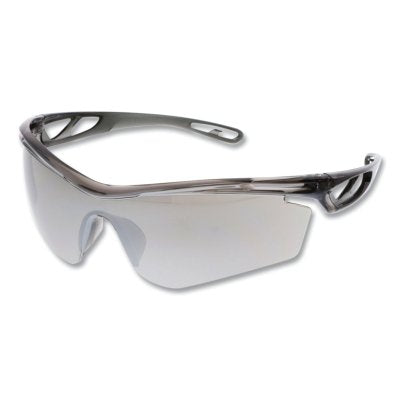 MCR Safety CL417 Checklite CL4 Series Safety Glasses  Polycarbonate Silver Mirror Lens  Polycarbonate Smoke Frame  Duramass Hard Coat
