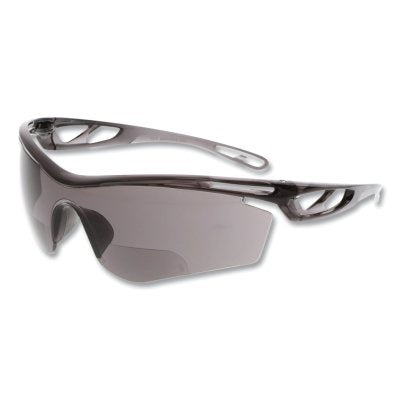 MCR Safety CL4H10G Checklite CL4 Series Safety Glasses  Polycarbonate Gray Lens  Polycarbonate Smoke Frame  Duramass Hard Coat  1.0 Diopter