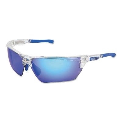 MCR Safety DM1328B Dominator DM3 Safety Glasses  Polycarbonate Blue Diamond Mirror Lens  Duramass  Clear Polycarbonate/Blue TPR