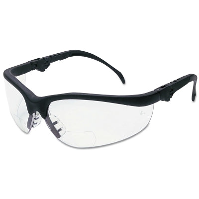 MCR Safety K3H20 Klondike KD3 Series Bifocal Reader Safety Glasses  Clear Lens  Black Frame  2.0 Diopter