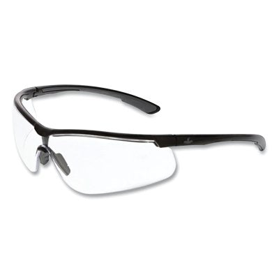 MCR Safety KD710 Klondike KD7 Series Safety Glasses  Polycarbonate Clear Lens/Black Frame  Black/Gray Temple  Duramass Hard Coat