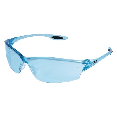 MCR Safety LW213 Law LW2 Series Safety Glasses  Light Blue Lens  TPR Nose Piece and Temple Inserts  Light Blue Frame
