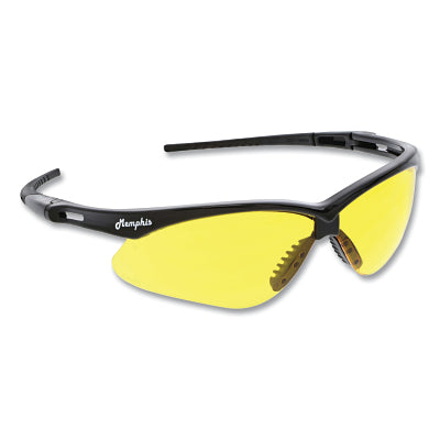 MCR Safety MP114AF Memphis MP1 Safety Glasses, Amber Yellow, Polycarbonate Lens, UV-AF Anti-Fog Coating, Black Frame/Temple