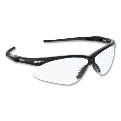 MCR Safety MPH20 Memphis MP1 Safety Glasses, Clear, Polycarbonate Lens, Duramass Scratch Resistant Coating, Black Frame/Temple, 2.0 Diopter