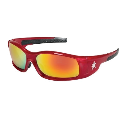 MCR Safety SR13R Swagger Safety Glasses  Fire Mirror Lens  Duramass Hard Coat  Red Frame