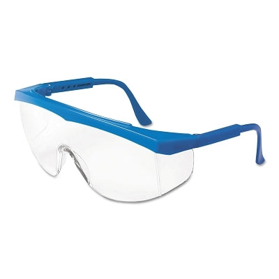 MCR Safety SS120 Stratos Spectacles  Clear Lens  Polycarbonate  Scratch-Resistant  Blue Frame
