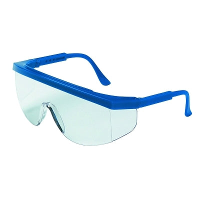 MCR Safety TK120 Tomahawk Protective Eyewear  Clear Lens  Duramass Hard Coat  Blue Frame  Nylon