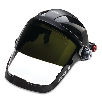 Jackson Safety 14238 QUAD 500 Premium Multi-Purpose Face Shield, Slotted Hard Hat Univ Adapter, AF/Clear/Shade 8 IR, 9 in H x 12-1/4 in W