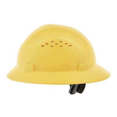 Jackson Safety 20821 Advantage Series Full Brim Vented and Non-Vented Hard Hat, 4 pt Rapid Dial, Vented, Yellow