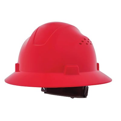 Jackson Safety 20824 Advantage Series Full Brim Vented and Non-Vented Hard Hat  4 pt Rapid Dial  Vented  Red