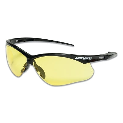 Jackson Safety 50003 SG Series Safety Glasses, Amber Poly Lens, Sta-Clear Anti-Fog, Black Poly Half-Frame