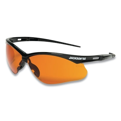 Jackson Safety 50005 SG Series Safety Glasses  Blue Shield Poly Lens  Hardcoat Anti-Scratch  Black Poly Half-Frame