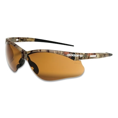 Jackson Safety 50014 SG Series Safety Glasses  Bronze Poly Lens  Hardcoat Anti-Scratch  Camo Poly Half-Frame