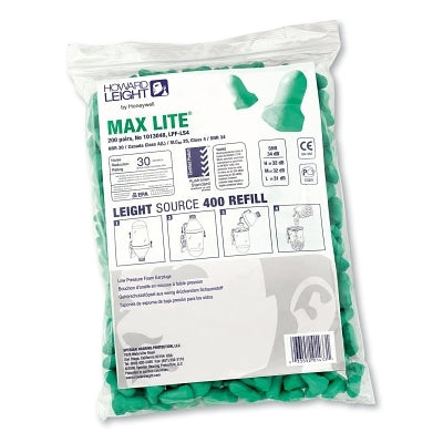 Honeywell Howard Leight LPFLS4REFILL Earplug Dispenser Refill  Foam  Green  Uncorded  MAXIMUM LITE
