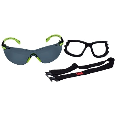 3M 7010341346 Solus 1000 Series Protective Eyewear, Anti-Scratch and Anti-Fog Coating, Green/Black Frame, Gray Lens Color
