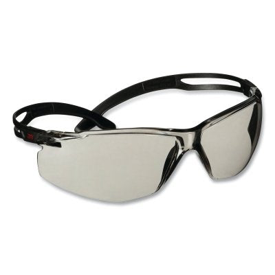 3M 7100239091 SecureFit 500 Series Protective Eyewear, Polycarbonate, Anti-Scratch, Scotchgard Anti-Fog, Gray I/O, Black Plastic Frame