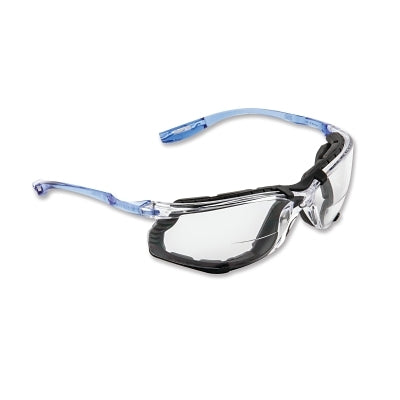 3M 7100046672 Virtua CCS Protective Eyewear, Clear Polycarbonate Lens, Anti-Fog, Clear Plastic Frame, Light Blue Temple, +2.0 Diopter
