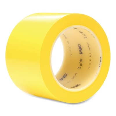 3M 7000047470 Vinyl Tape 471, 3 in W  x 36 yd L, 5.2 mil Thick, Yellow