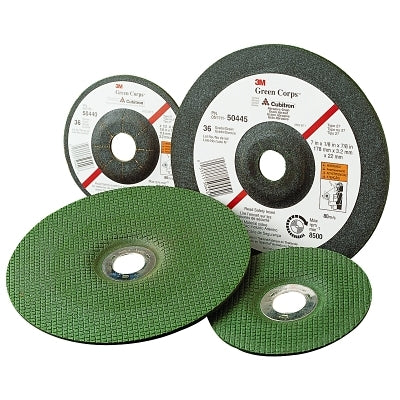 3M 7000118591 Green Corps Flexible Grinding Wheel, 4 1/2" Dia, 7/8 Arbor,  1/8" Thick, 46 Grit