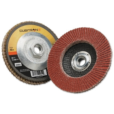 3M 7100058067 Cubitron II Flap Disc 967A, 4-1/2 in dia, 40 Grit, 5/8 in-11 Arbor, 13,300 RPM, Type 27