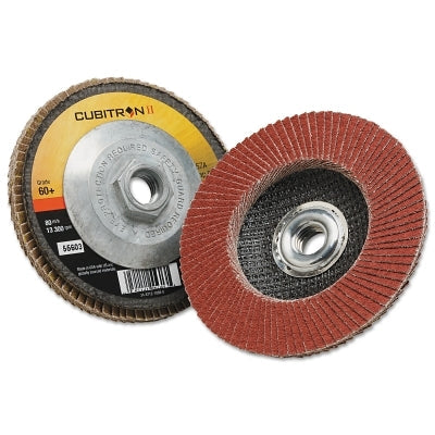 3M 7100058060 Cubitron II Flap Disc 967A, 4-1/2 in dia, 60 Grit, 5/8 in-11 Arbor, 13,300 RPM, Type 27
