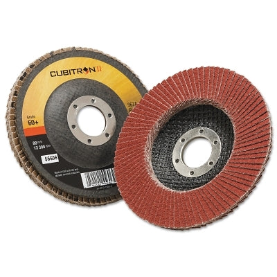 3M 7000148182 Cubitron II Flap Disc 967A, 4-1/2 in dia, 60 Grit, 7/8 in Arbor, 13,300 RPM, Type 27