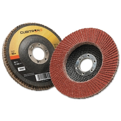 3M 7000148183 Cubitron II Flap Disc 967A, 4-1/2 in dia, 80 Grit, 7/8 in Arbor, 13,300 RPM, Type 27