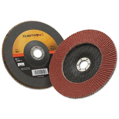 3M 7000148185 Cubitron II Flap Disc 967A, 7 in dia, 60 Grit, 7/8 in Arbor, 8,600 RPM, Type 27