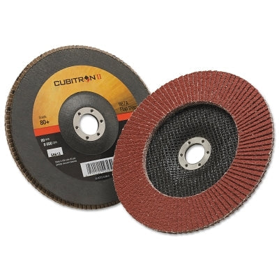 3M 7000148186 Cubitron II Flap Disc 967A, 7 in dia, 80 Grit, 7/8 in Arbor, 8,600 RPM, Type 27