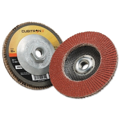 3M 7100031307 Cubitron II Flap Disc 967A, 4-1/2 in dia, 80 Grit, 5/8 in-11 Arbor, 13,300 RPM, Type 29