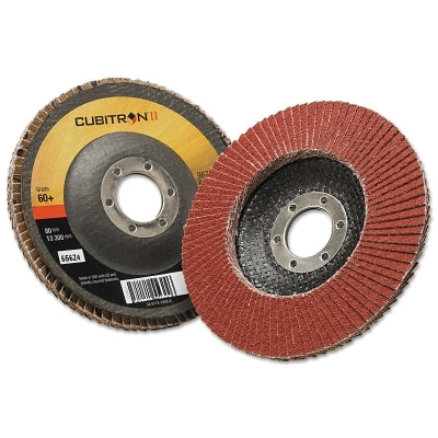 3M 7000148188 Cubitron II Flap Disc 967A, 4-1/2 in dia, 60 Grit, 7/8 in Arbor, 13,300 RPM, Type 29