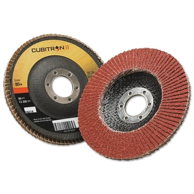 3M 7000148189 Cubitron II Flap Disc 967A, 4-1/2 in dia, 80 Grit, 7/8 in Arbor, 13,300 RPM, Type 29