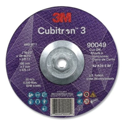 3M 7100312963 Cubitron 3 Cut-Off Wheel, 7 in dia x 0.09 in Thick x 5/8 in-11 Arbor, 36+ Grit, T27