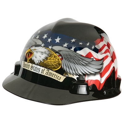 MSA 10079479 Freedom Series V-Gard Helmet, Fas-Trac Ratchet, Cap, American Eagle