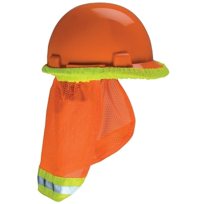 MSA 10098031 SunShade Hard Hat Protector  Fits Most Hats and Caps  Orange with Reflective Stripe