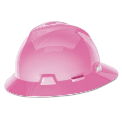 MSA 10156373 V-Gard Protective Hat  Fas-Trac III  Full Brim Hat  Slotted  Hot Pink