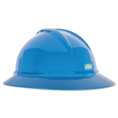 MSA 10167912 V-Gard 500 Vented Protective Hats  4 Point Fas-Trac III  Vented  Blue