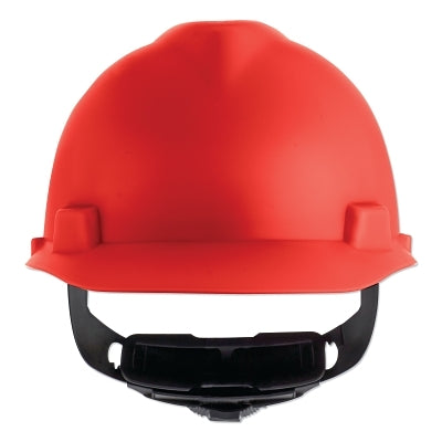 MSA 10203086 V-Gard Cap-Style Hard Hat with Fas-Trac III Suspension  Matte  Red