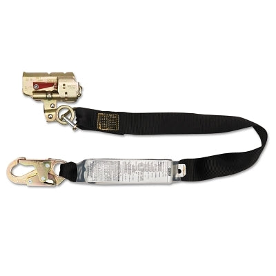 MSA 415940 FP Pro Rope Grab w/Shock-Absorbing Lanyard, 3 ft, Snap Hook Connect, Black