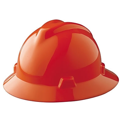 MSA 454734 V-Gard Protective Hat  Staz-On  Full-Brim Hat  Slotted  Orange