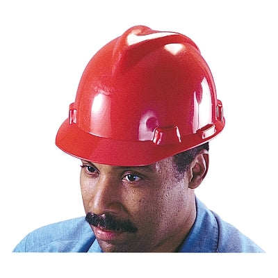 MSA 463947 V-Gard Slotted Hard Hat Cap  Staz-On Suspension  Red