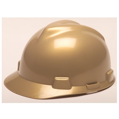 MSA 475365 V-Gard Slotted Hard Hat Cap  Fas-Trac III Suspension  Gold