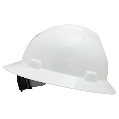 MSA 475369 V-Gard Protective Hats  Fas-Trac Ratchet  Slotted Hat  White