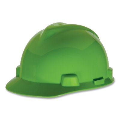 MSA 815558 V-Gard Slotted Hard Hat Cap  Staz-On Suspension  Bright Lime Green