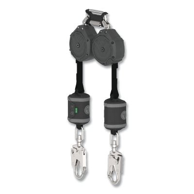 MSA VSOHW-032-QE-A V-SHOCK Fall Limiter, 10 ft, Twin Triple Action Carabiner, 310 lb, 36CS Snaphook, 2 Legs