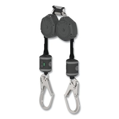 MSA VSOHW-032-QF-A V-SHOCK Fall Limiter, 10 ft, Twin Triple Action Carabiner, 310 lb, 36CL Snaphook, 2 Legs