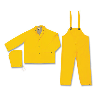 MCR Safety 1003X5 Stowaway Rain 3-Piece Suit  0.25 mm  2-ply PVC  Yellow  Ex-Large