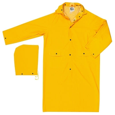MCR Safety 200CM Classic Series Rain Coat  Detachable Hood  0.35 mm  PVC on Polyester  Yellow  Medium