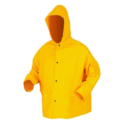 MCR Safety 200JHX3 200JH Classic Series Yellow Rain Jacket with Attached Hood  0.35 mm  PVC/Polyester  3X-Large