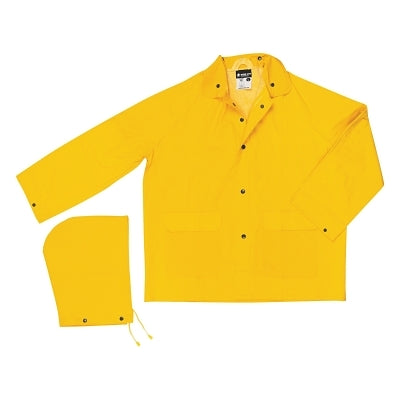 MCR Safety 200JX6 200J Classic Series Yellow Rain Jacket with Detachable Hood  0.35 mm  PVC/Polyester  6X-Large